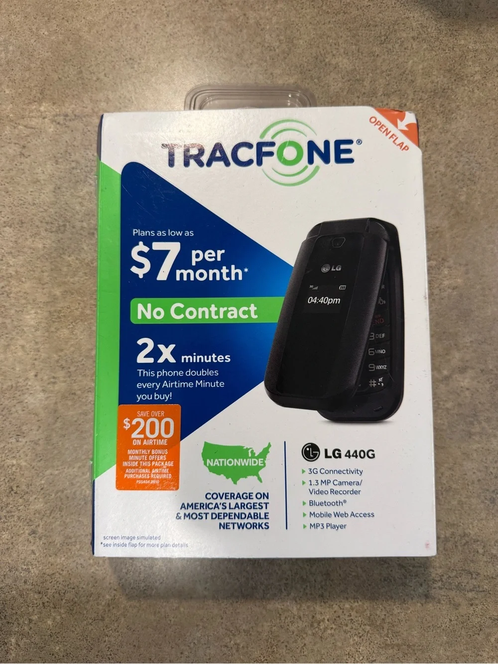 New LG 440G (TracFone) Wireless Flip Phone - Black 3G Flip Phone